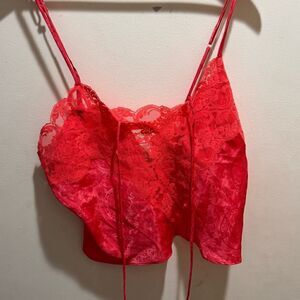 Vintage Victoria Secret Gold Label Sz S Satin Jacquard Lace Up Cropped Camisole